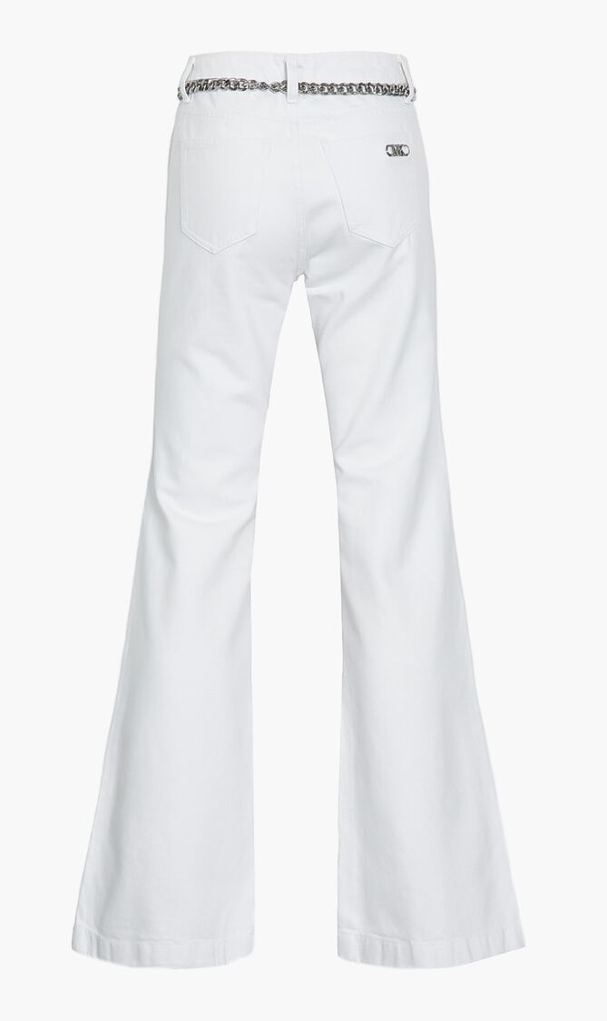 Denim Belted Flared Jeans