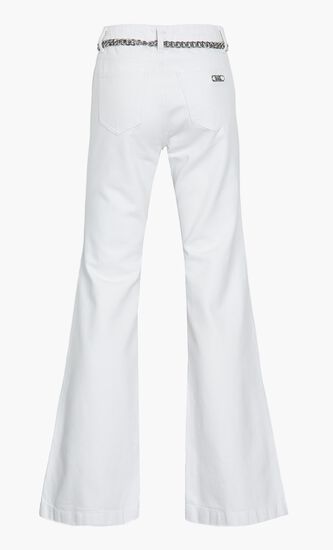 Denim Belted Flared Jeans