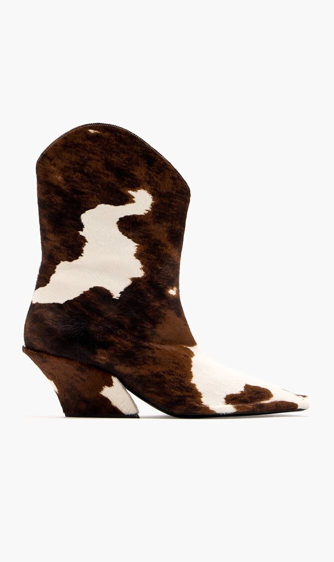 Pony hair ankle boots
