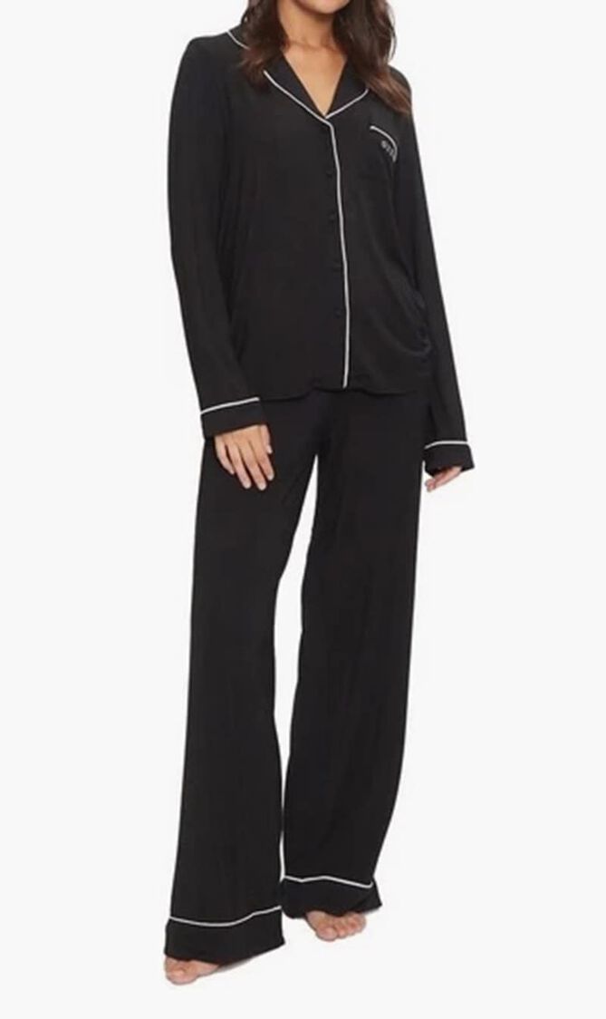 Carlyn Logo Regular Fit Buttoned Long Sleeve Pajama Set