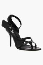 Nappa Varnish Zip Tie Sandal Black Black