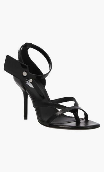 Nappa Varnish Zip Tie Sandal Black Black