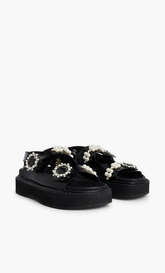BEADED PLATFORM SANDAL W BUCKLE