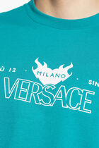 T SHIRT COMPACT COTTON JERSEY FABRIC VERSACE LOGO PRINT