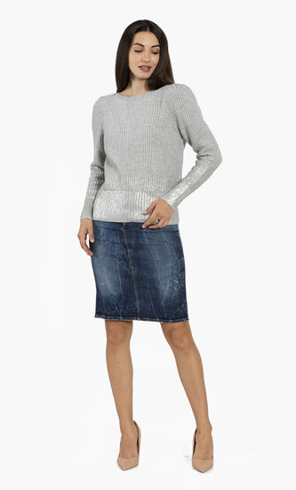 Foil Coated Wool-Blend Sweater