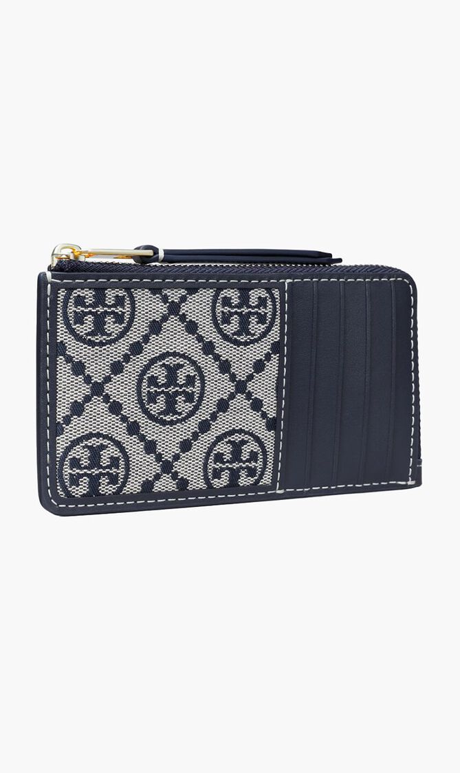 T Monogram Zip Card Case