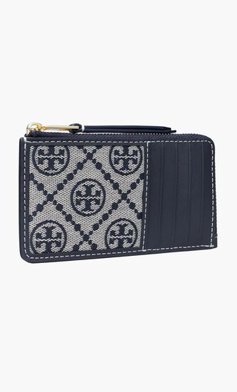 T Monogram Zip Card Case
