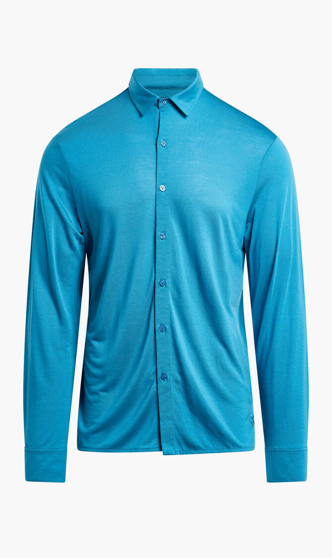 قميص جيرسيه بأكمام طويلة ولون سادة