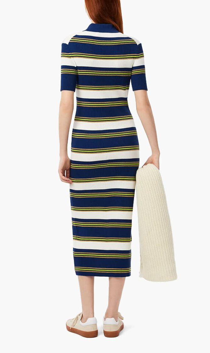 Rib Knit Striped Shirt Dress