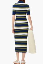Rib Knit Striped Shirt Dress