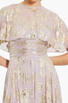 Floral High Neck Cape Sleeve A Line Gown