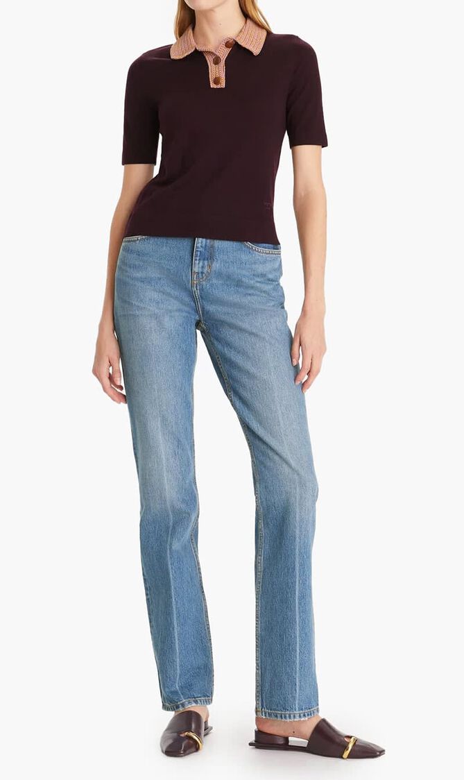 Crochet Collar Knit Polo