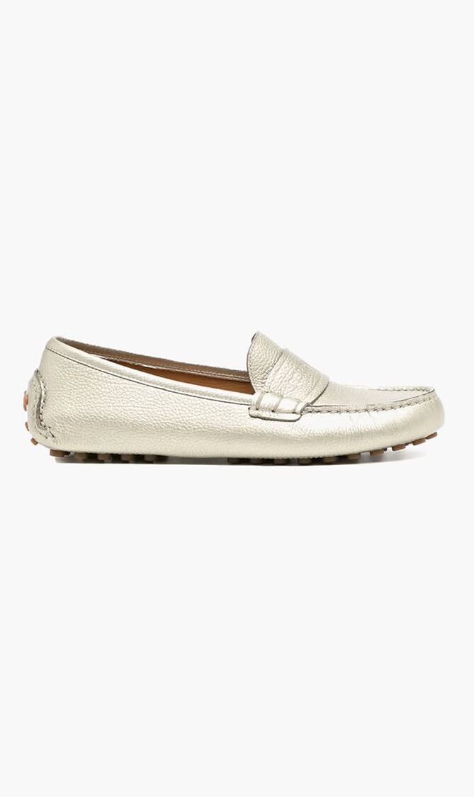 Debossed Pebbled Leather Loafers