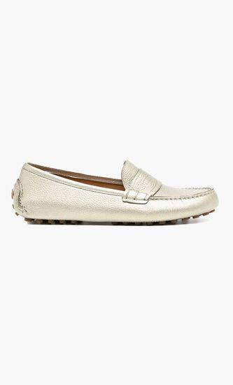 Debossed Pebbled Leather Loafers