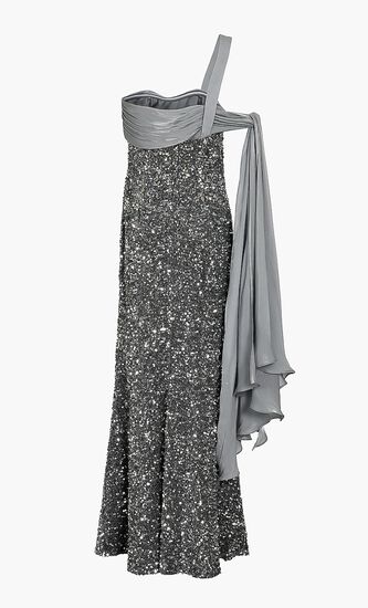 Sparkling Cross-Draped Gown
