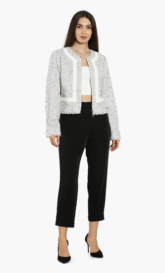 Adala Stripe Panel Cropped Jacket
