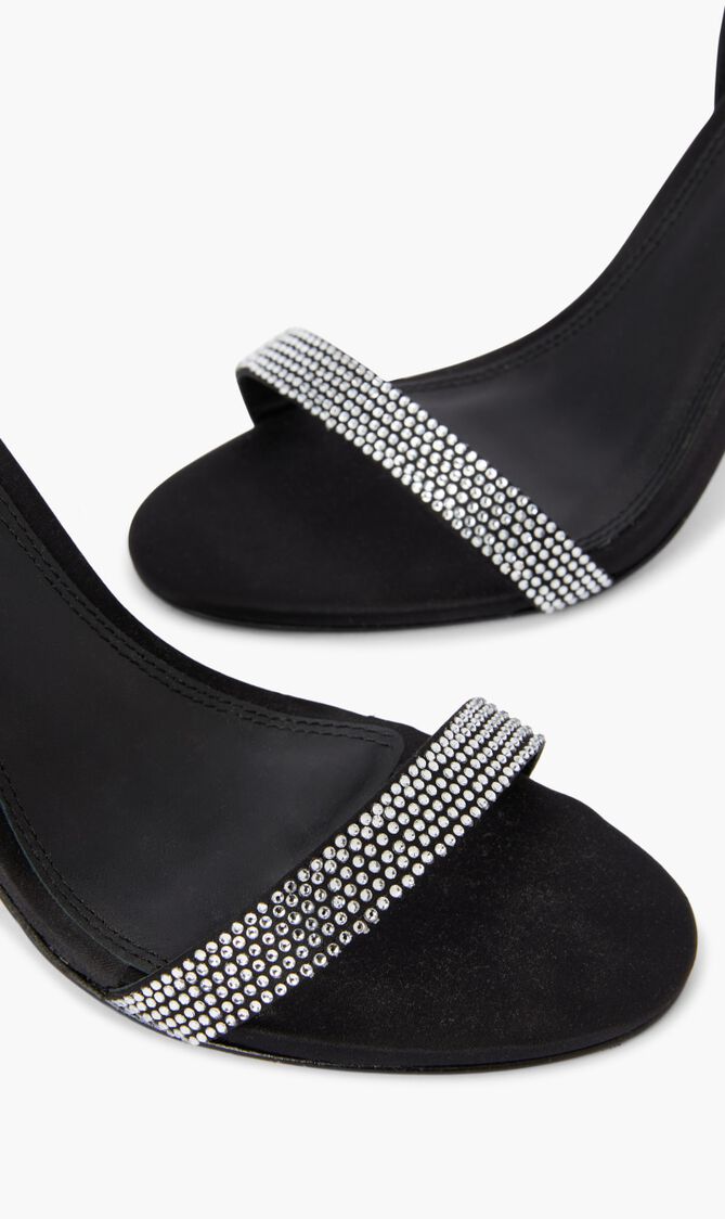 ROUND TOE HIGH HEEL SANDAL WITH CRYSTAL EMBELLISHED UPPER