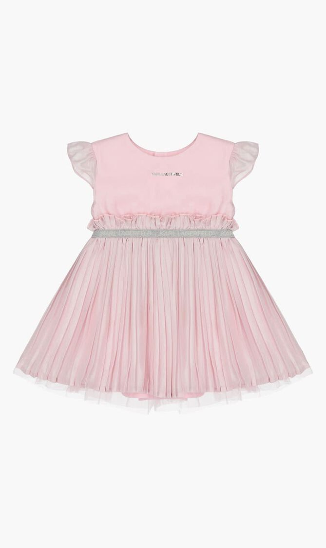 Logo Pleated Dress