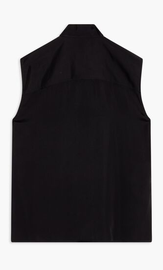 Sleeveless Ascot Collar Blouse