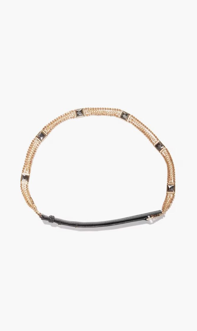 Leather & Rhinestone Chain Belt