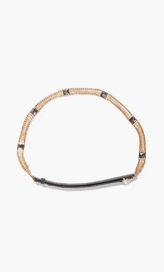 Leather & Rhinestone Chain Belt