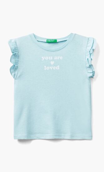 T-shirt with Ruffles and Print