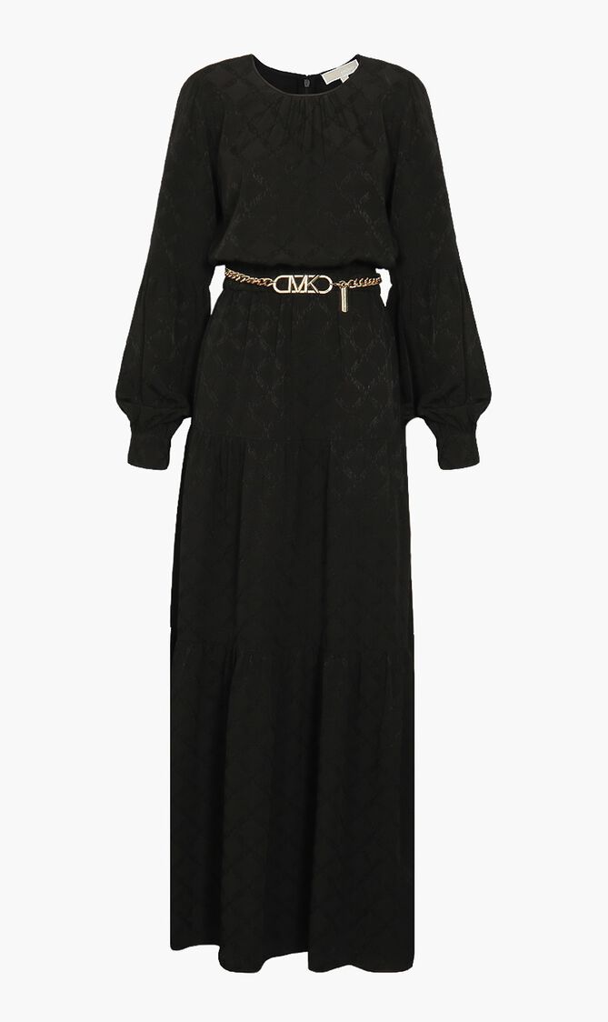 Logo Jacquard Kaftan Dress