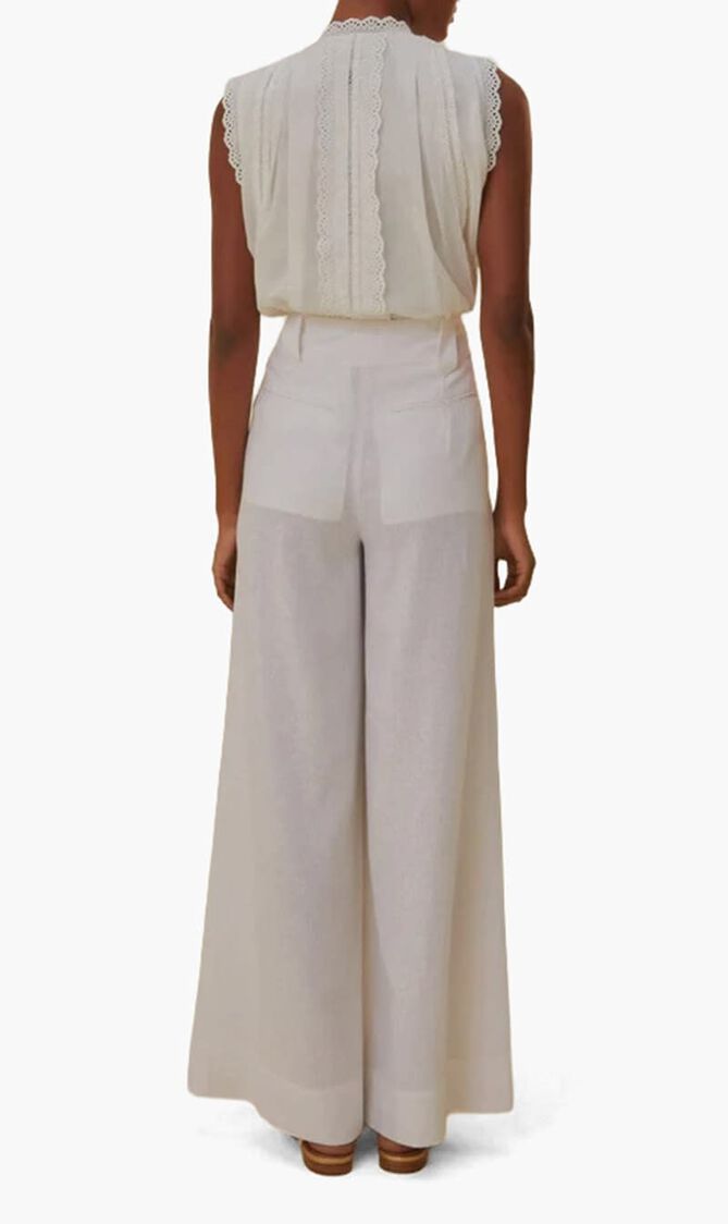 TROPICAL TAPESTRY OFF WHITE LOW WAIST PANTS