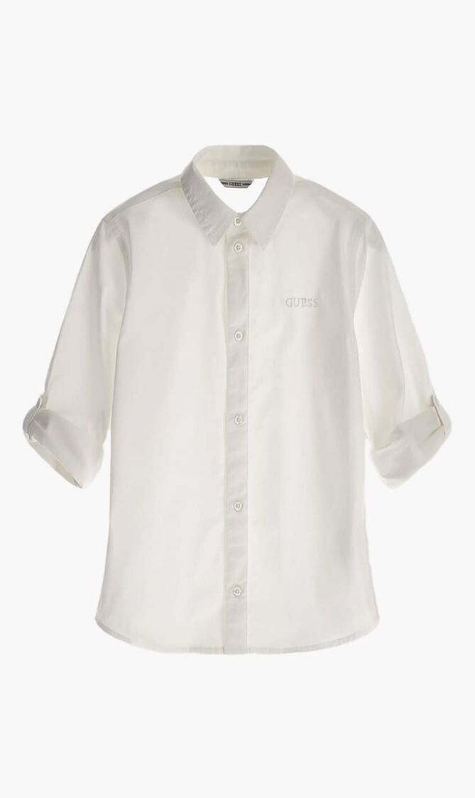 Str. Poplin Adj. Ls Shirt
