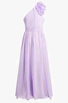 POLKA DOT RUFFLED ONE SHOULDER GOWN