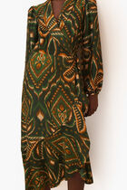 Ikat Long Sleeve Midi Dress