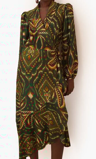Ikat Long Sleeve Midi Dress