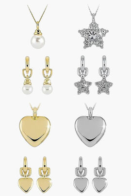 Heart Pearl Pendant and Earrings Set