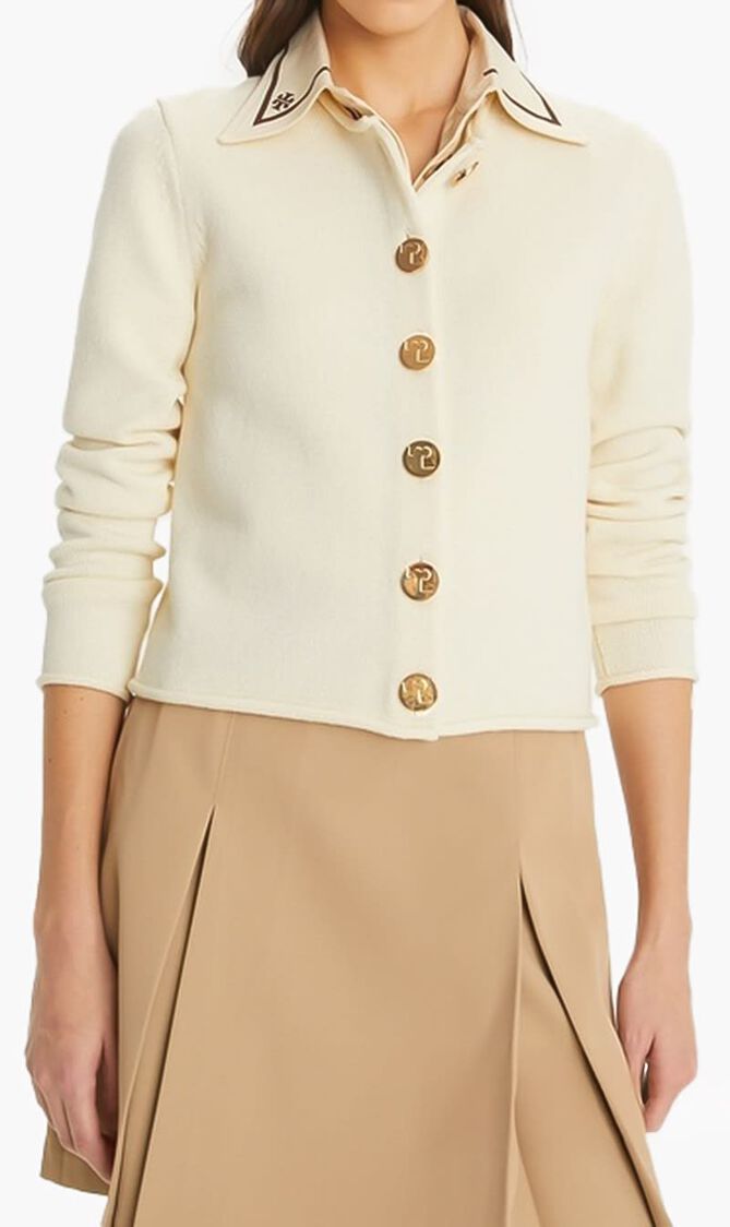 LOGO BUTTON WOOL CARDIGAN