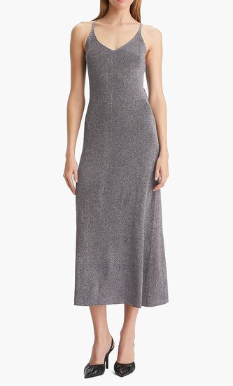 Metallic Knitted Slip Dress