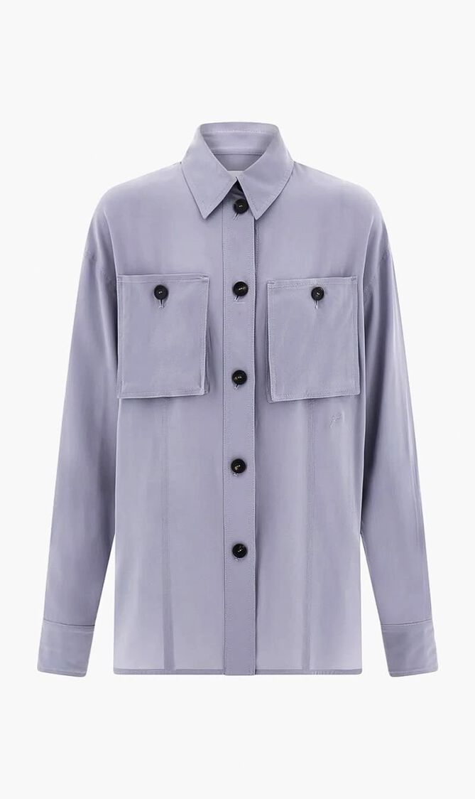 Long Sleeved Button Up Silk Shirt