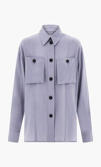 Long Sleeved Button Up Silk Shirt