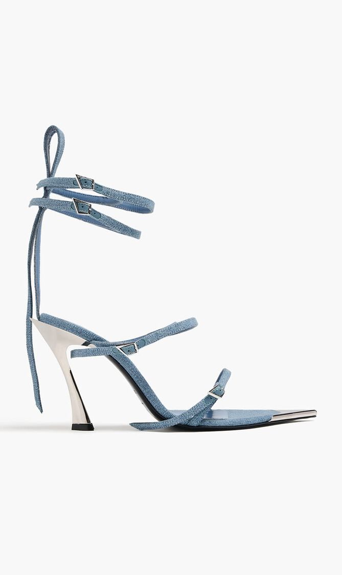 Strappy Denim Fang Sandals