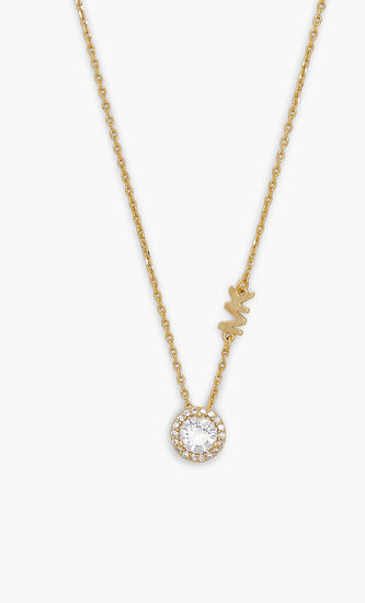 PAVE HALO NECKLACE GOLD