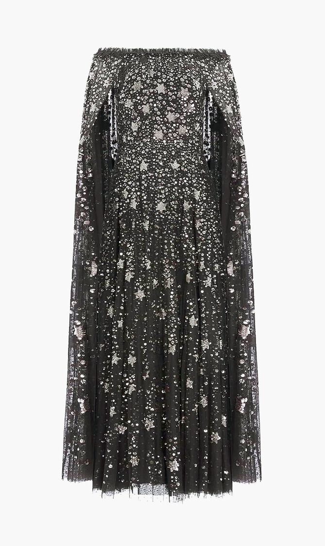 SHOOTING STARS CAPE ANKLE GOWN
