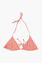 قطعة بيكيني علوية على شكل مثلث بنقشة مربعات