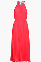Pleated Georgette Cutout Dress