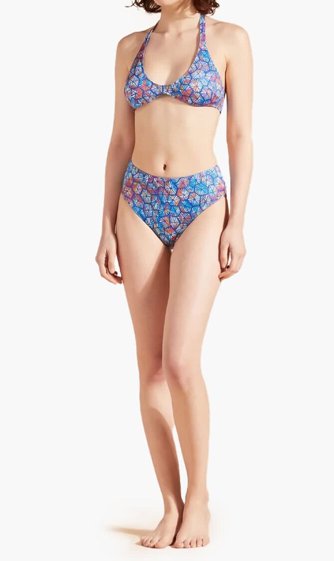 Carpaces Multicolored Round Neckline Bikini Top