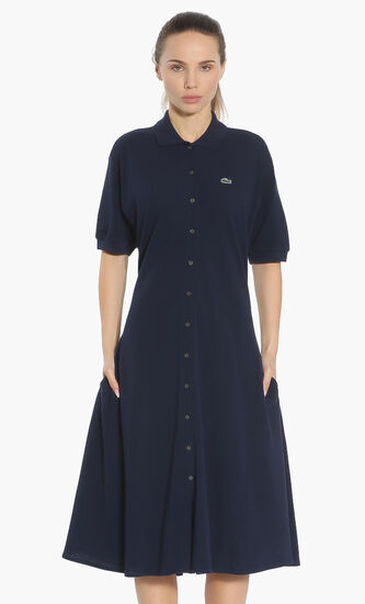 Cotton Pique Belted Polo Dress