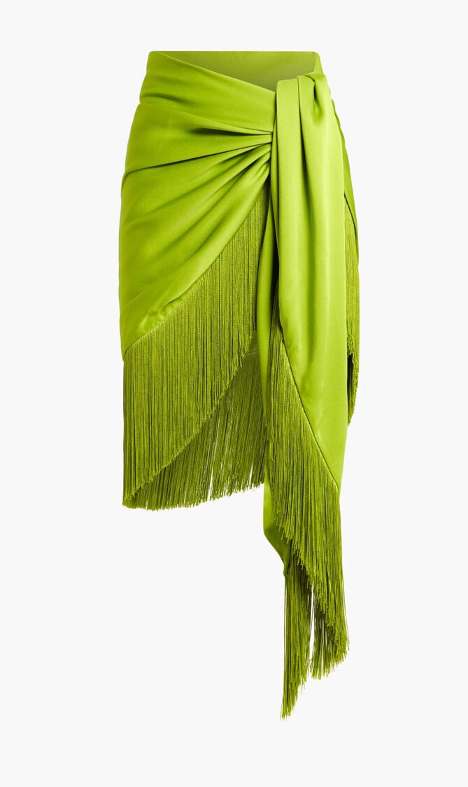 Charmeuse Fringed Sarong Skirt
