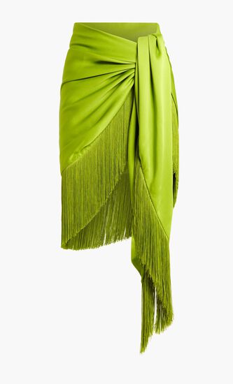 Charmeuse Fringed Sarong Skirt