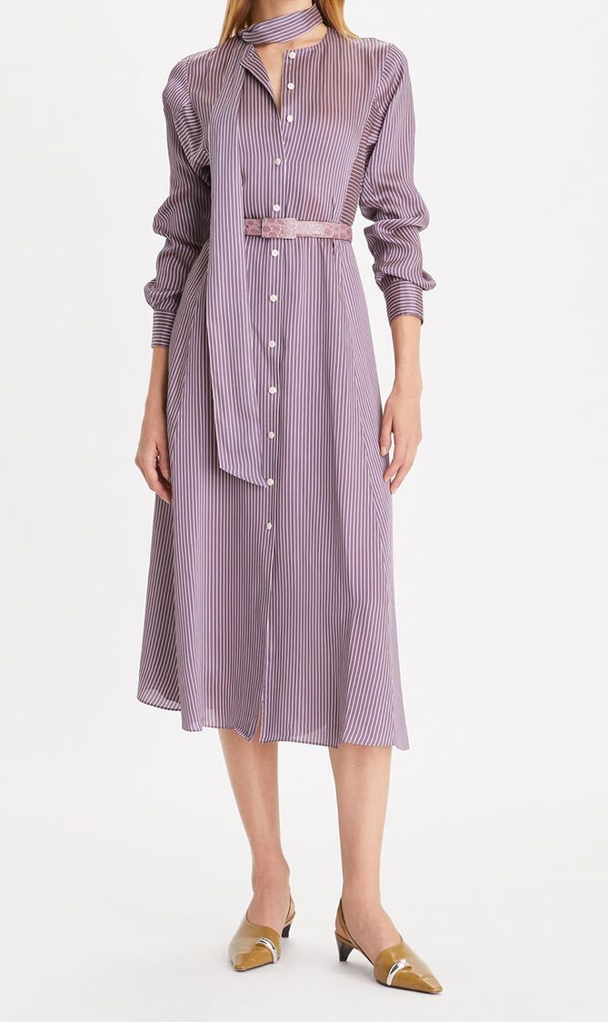 Stripped Viscose Shirt Dress