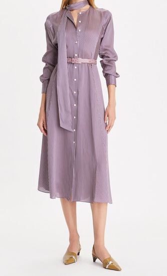 Stripped Viscose Shirt Dress
