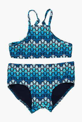 Gomette Turtle Print Two Pieces Swimsuit