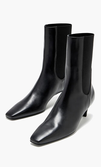 LEATHER MID HEEL BOOTS
